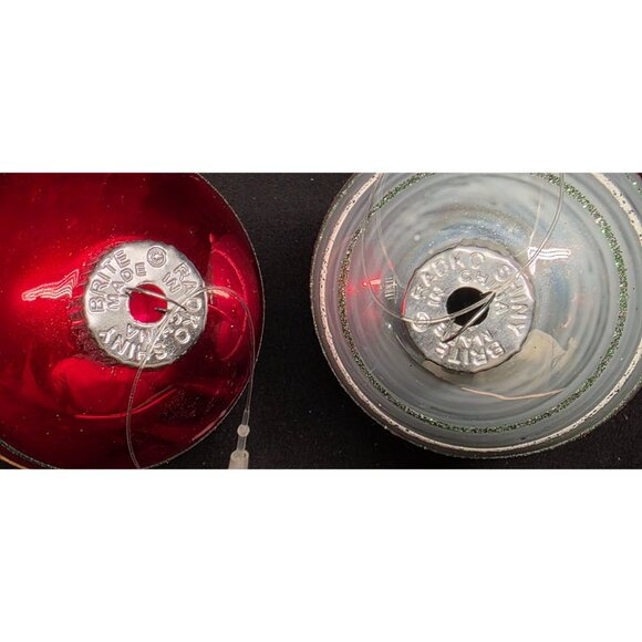 Christopher Radko Shiny Brite Vintage Style Flocked Striped Christmas Ornaments - Picture 3 of 4